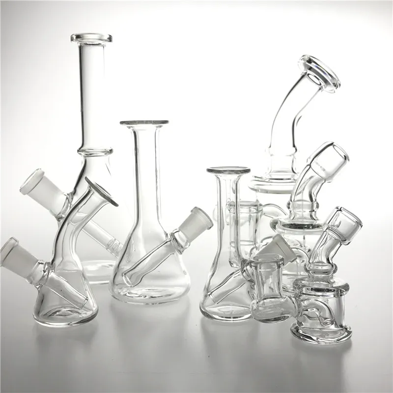 10mm 14mm Kadın Mini Cam Bong Su Boruları Pyrex Nargile Petrol Kuyuları Sigara Bongs Duman için Kalın Heady Recycler Rig