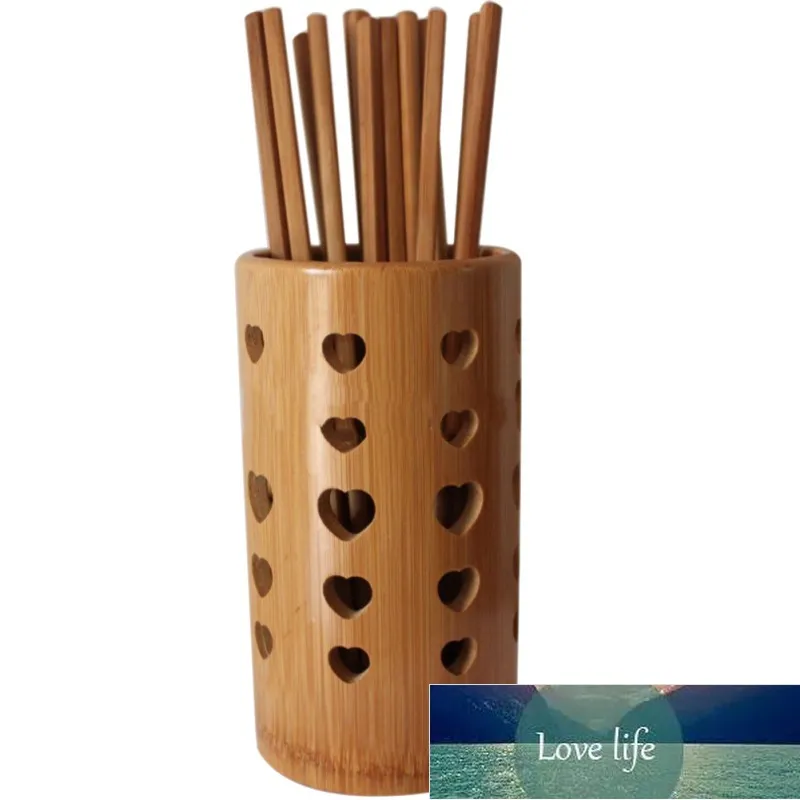 Porte-couverts rond en bambou baguettes creuses en bois cuillère fourchette panier de rangement organisateur outils de cuisine prix d'usine conception experte qualité dernier style