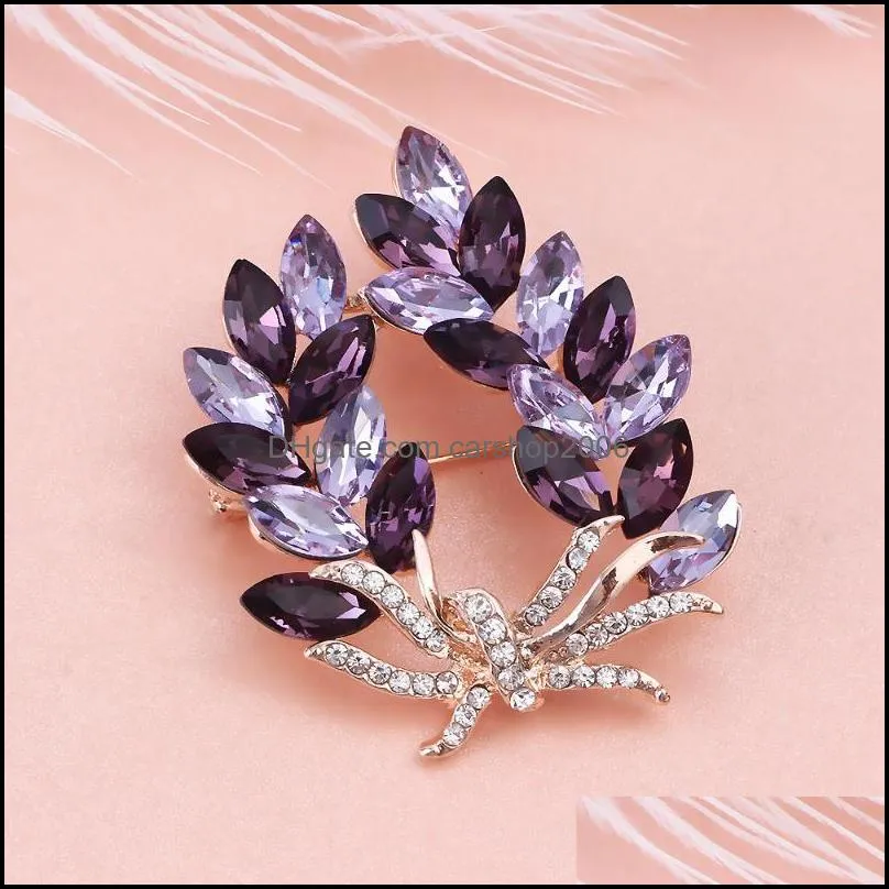 Pins, Brooches FARLENA Fashion Crystal Poolive Leaf Brooch Pins Luxury Rhinestones For Women Jewelry Accessories