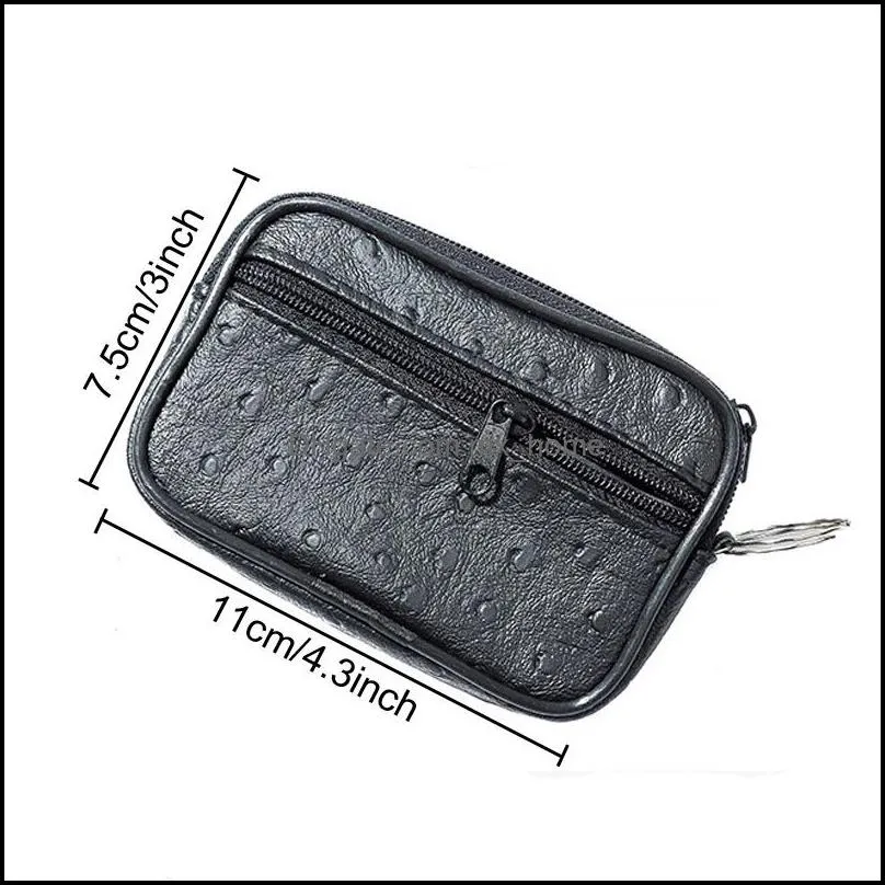 Solid Color Men Leather Wallet Paper Money Coin Key Pocket Wallets Waterproof Leather Coin Storage Zipper Purse Men Casual Bags VT1591