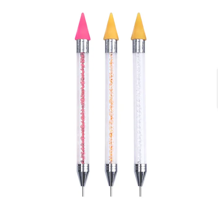 2021 Double Tête Nail Dotting Pen Multi Fonction Strass Crayons Diy Crayon De Cire Avec Boîte De Rangement Mulit Couleur
