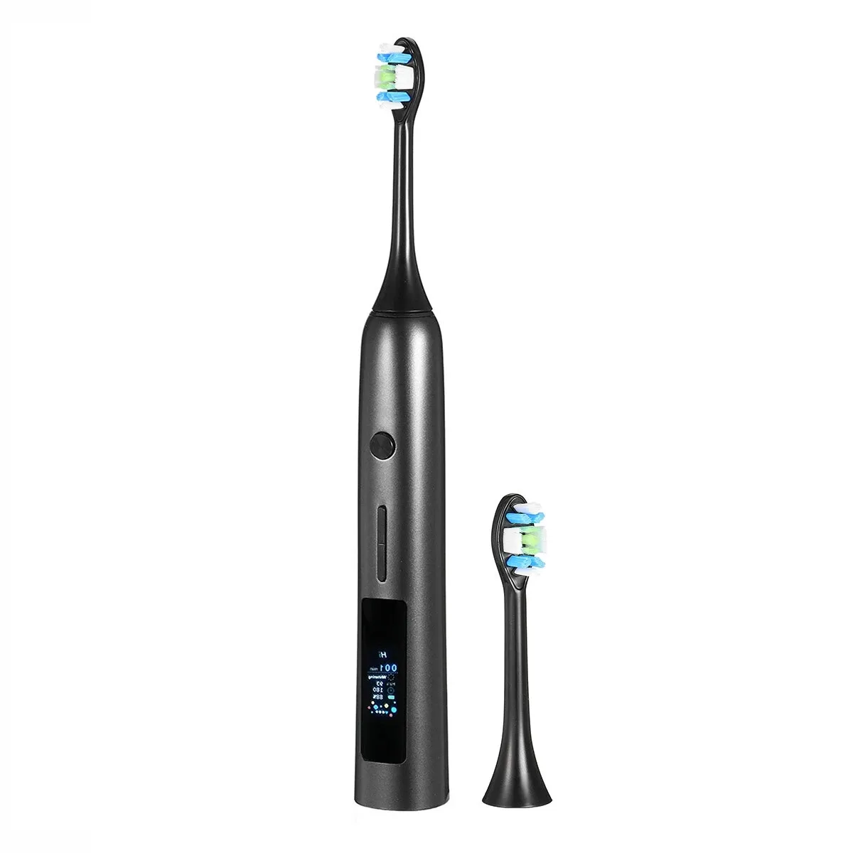 Loskii T1 Brosse à dents électrique Dent rechargeable IPX7 Brosse à dents de blanchiment électronique étanche avec écran couleur LCD - Noir