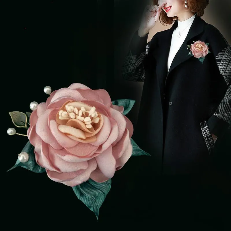 Broches, broches rétro tissu art fleur broche tissu perle épinglettes et beooches robe cardigan corsage bijoux de mode pour femmes accessori