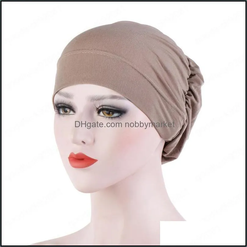 Solid Color Underscarf Easy Cap Jersey Inner Hijab for Women Elastic Soft Headband Turban Chemo Hat Muslim Fashion Accessories