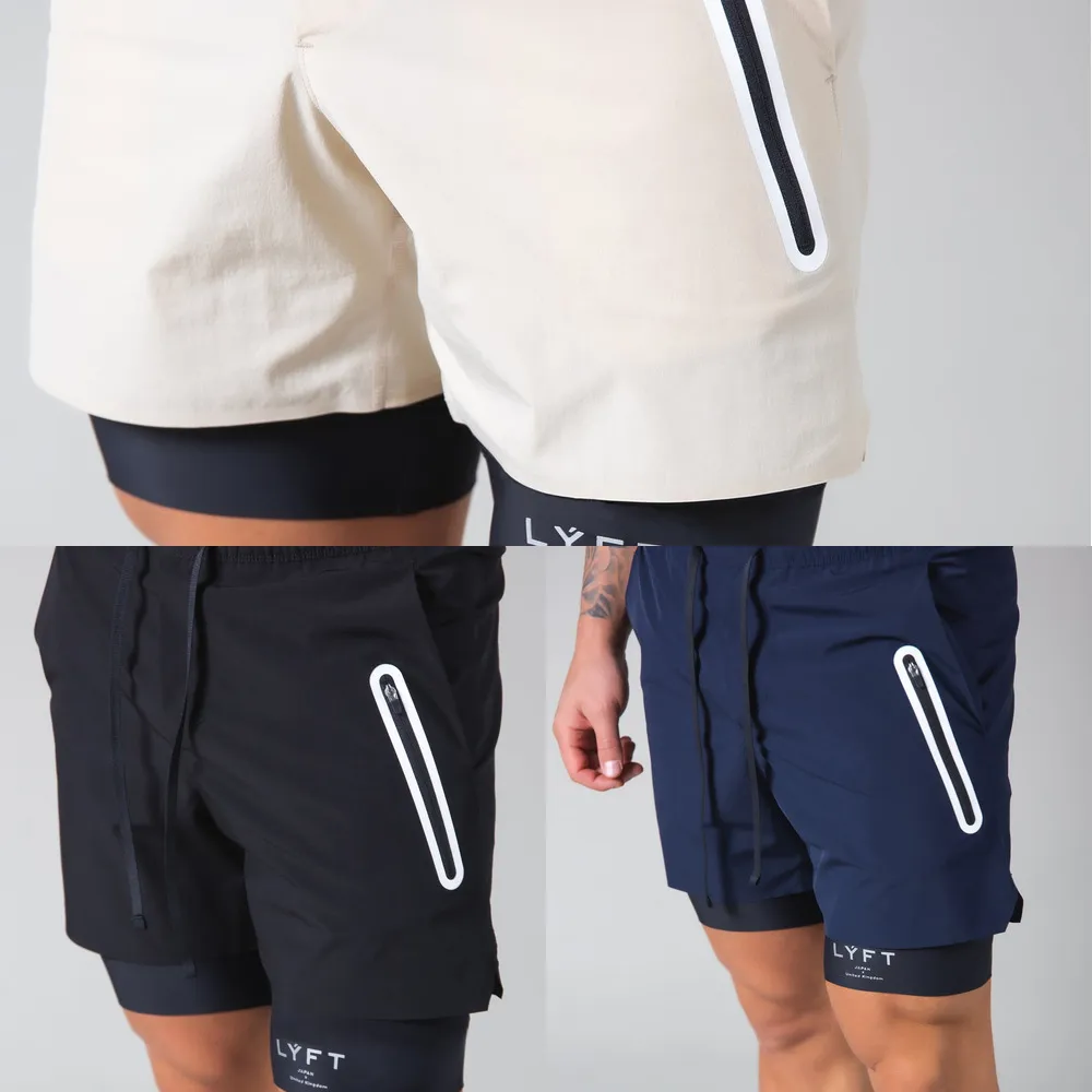 Pantalones deportivos LYFT para hombre, novedad de verano 2021, tendencia de fitness, entrenamiento multifuncional, transpirable, elástico, para ocio, deportes de bolsillo X0628