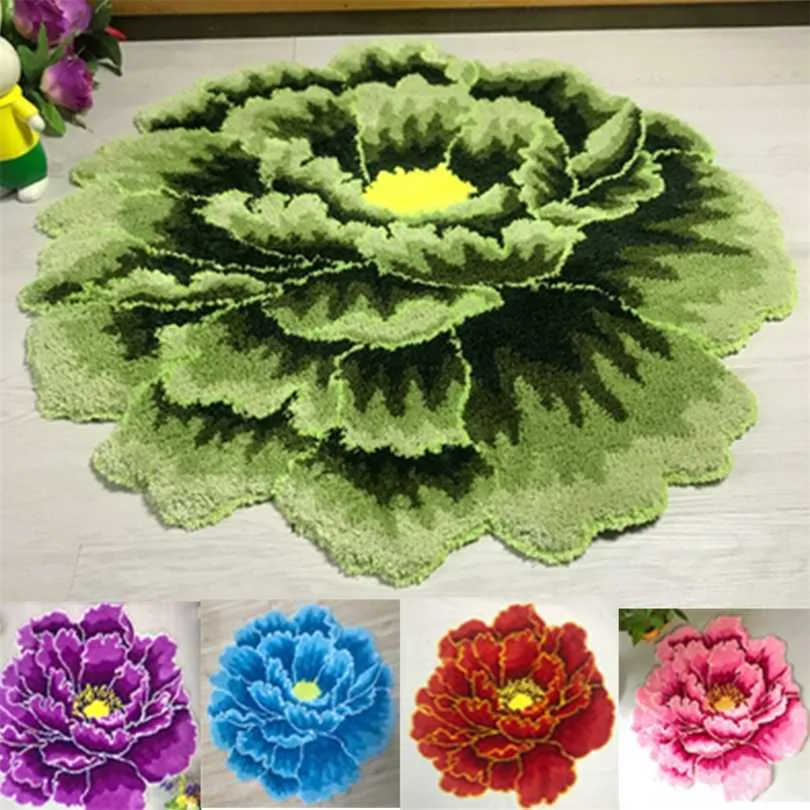Ventes petit tapis doux tapis fleur tapis art flocage pivoine pour salon chambre 211026