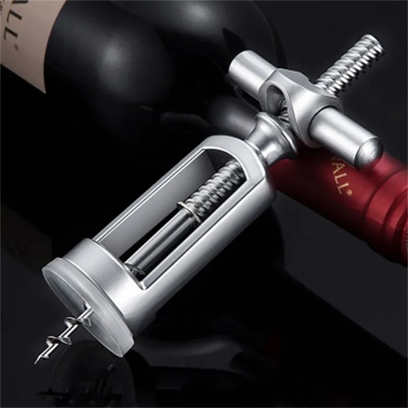Yaratıcı Manuel Şarap Açacağı Paslanmaz Çelik Çok Fonksiyonlu Barlar Tirbuşon Ev Basit Şarap Açacakları Mutfak Gadgets 210915
