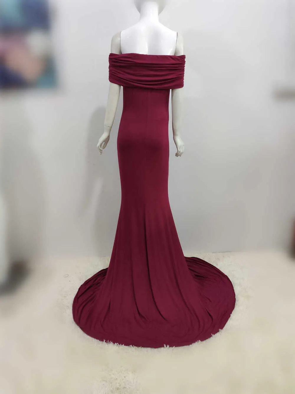 Shoulderless Maternity Dresses Photography Props Long Pregnancy Dress For Baby Shower Photo Shoots Pregnant Women Maxi Gown 2020 (3)