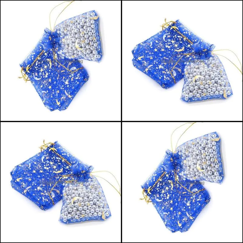 COALT BLUE MOON STAR 4SIZES Jewelry Bags Organza Jewelry Wedding Party favor Xmas Gift Bags Purple Blue Pink Yellow Black With