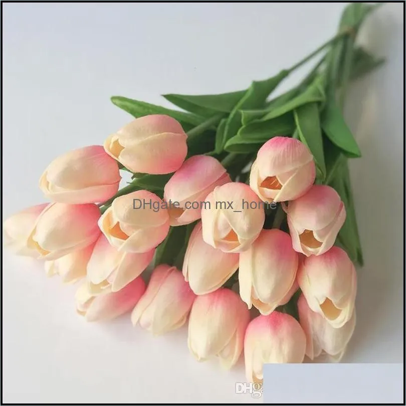 Latex Tulips Artificial PU Flower bouquet Real touch flowers For Home decoration Wedding Decorative Flowers 11 Colors Option LX5932