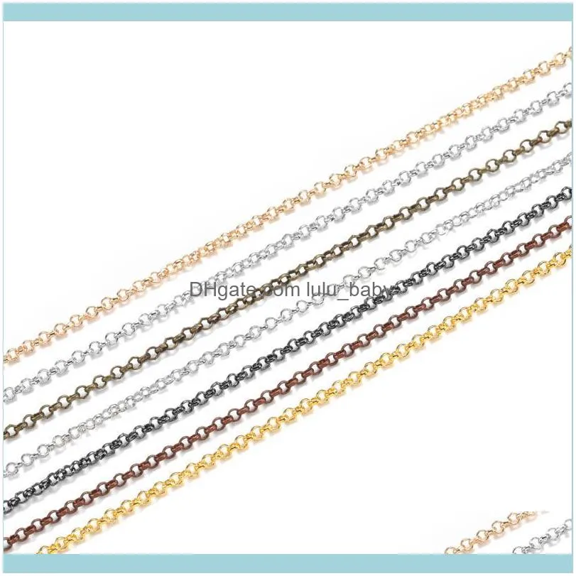 Chains 5m/lot 2-5.8mm Bulk Rolo Chain Long Jewelry Extension Necklace For DIY Handmade Making Findings Accessories