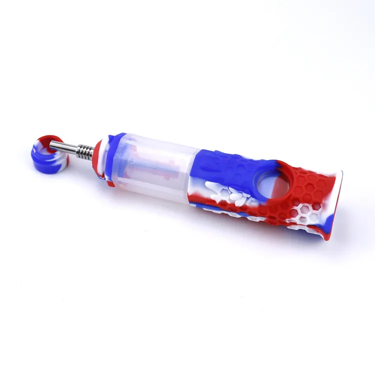 Tuyau en Silicone Siliclab filtre à eau collecteur de Nector avec clou en titane de 10mm pour concentré Dab huile Bunner Kit de narguilé