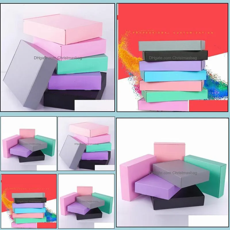 Paper Gray 10pcs Ornaments/scarf/tie Box Pink Gift Packaging Carton Box Packaging Black Paper Cardboard 15*15*5cm jllBS yummy_shop