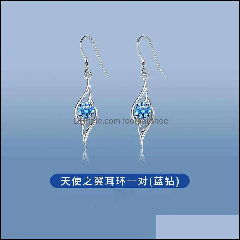 Factory Outlet Brand Earrings Angel wing 999 Sterling Silver women`s long temperament foot 2021 new fashion ear accessories