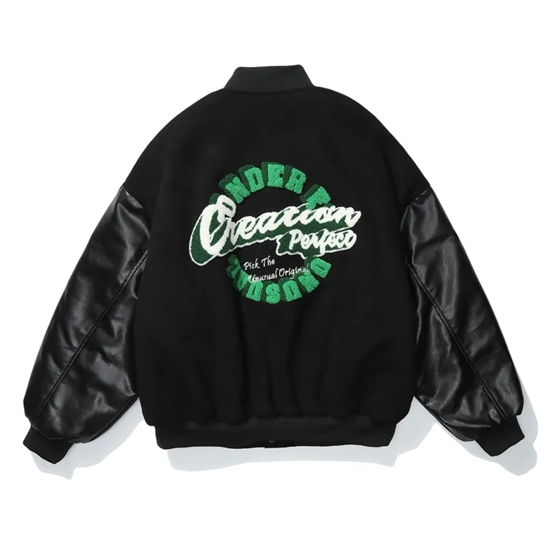 Начальные мужские хип-хоп Chamois замшевые толстые куртки Streetwear бейсбольные пальто зима Harajuku Beatwork Bomber Tops 210811