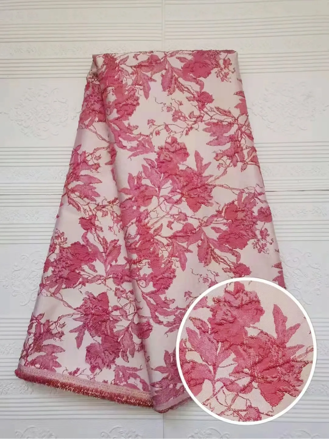 5Yards/Lot Fashion White Velveteen Lace Fabric African Soft Velvet Material Red Flower Style For Dressing JL10