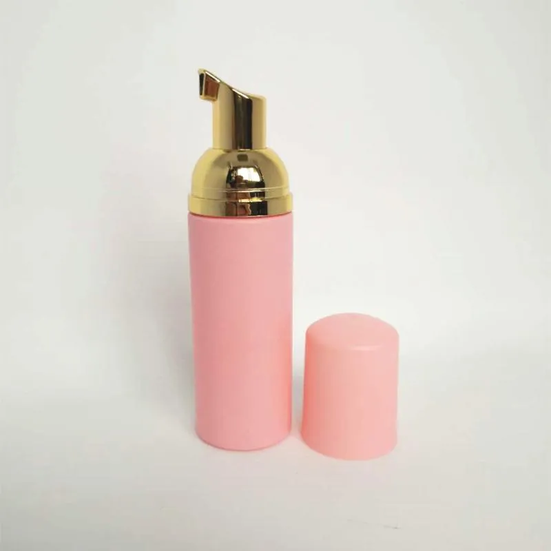 30ps 60ml Pink Plastic Foam Pump Refillable Empty Cosmetic Bottle Lashes Cleanser Soap Dispenser Shampoo Bottle With Golden278H