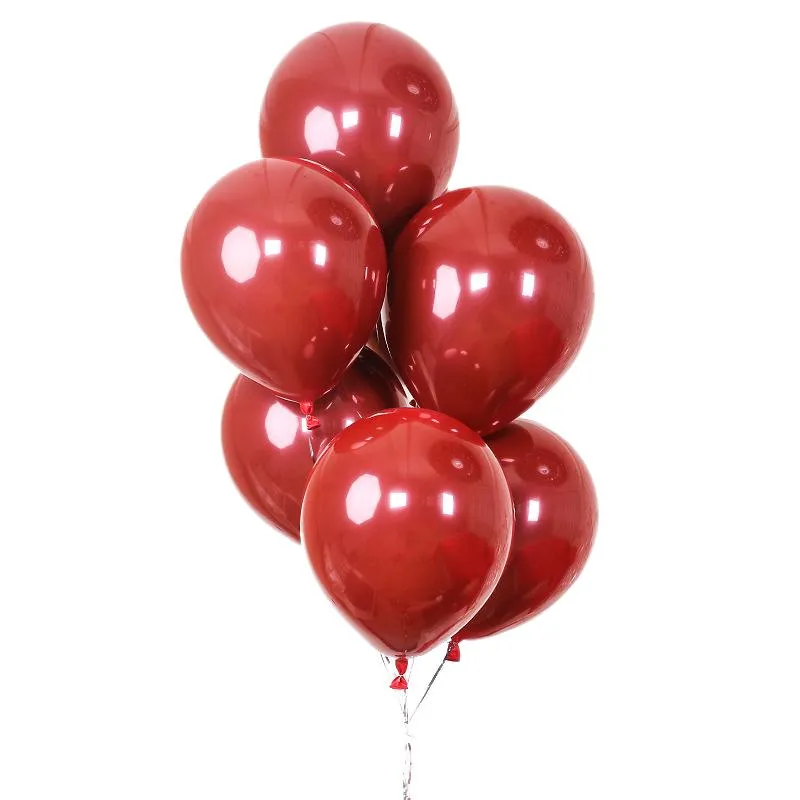 100 قطع روبي الأحمر بالون جديد لامع المعادن اللؤلؤ البالونات اللاتكس الكروم المعدني الألوان بالونات الهواء حفل زفاف الديكور