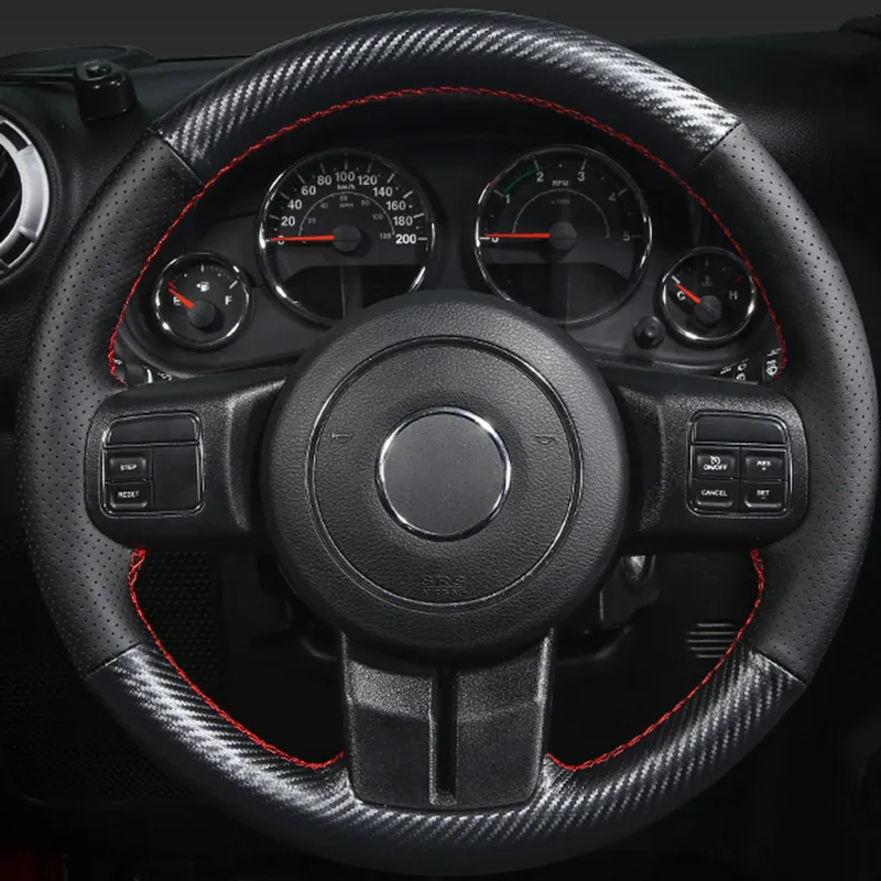 Housse de volant en cuir cousue à la main, accessoires de modification intérieure pour Jeep Wrangler, bricolage spécial