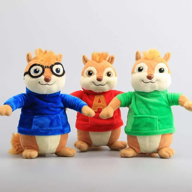 Alvin و chipmunks أفخم لعب Kawaii رقيق السنجاب حيوانات محشوة 9 "22 سم الأطفال هدية عيد 210724