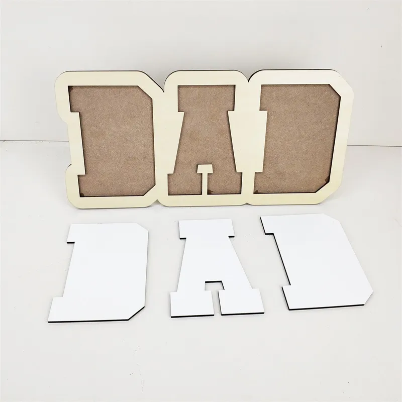 Father`s Day Gift Heat Transfer DAD Photo Frame Wooden Sublimation Blank MDF Album Desktop Decoration DIY Ornaments
