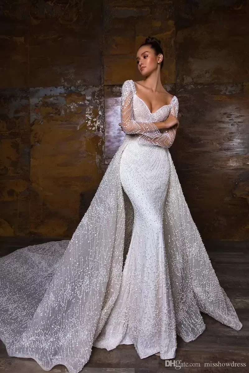 long sleeve mermaid/trumpet wedding dresses Trumpet/Mermaid Bateau Lace Full/Long Sleeve Sweep Train Wedding Dress  S3064W - Wedding Dresses