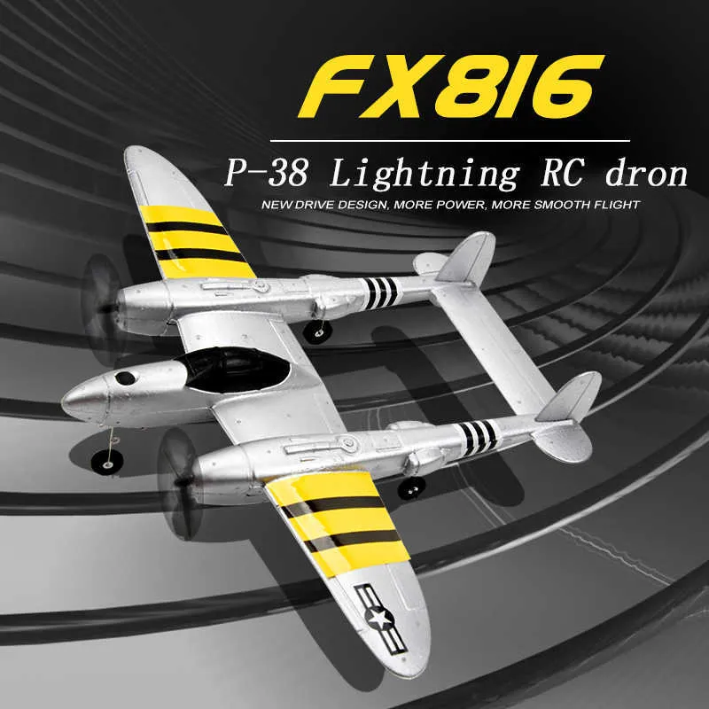 FX-816 World War II Air Force P38 RC Airplane 2.4GHz 4CH RC Aircraft Fixed Wing Outdoor Flight Drone For Kid Toys Birthday gift 211026