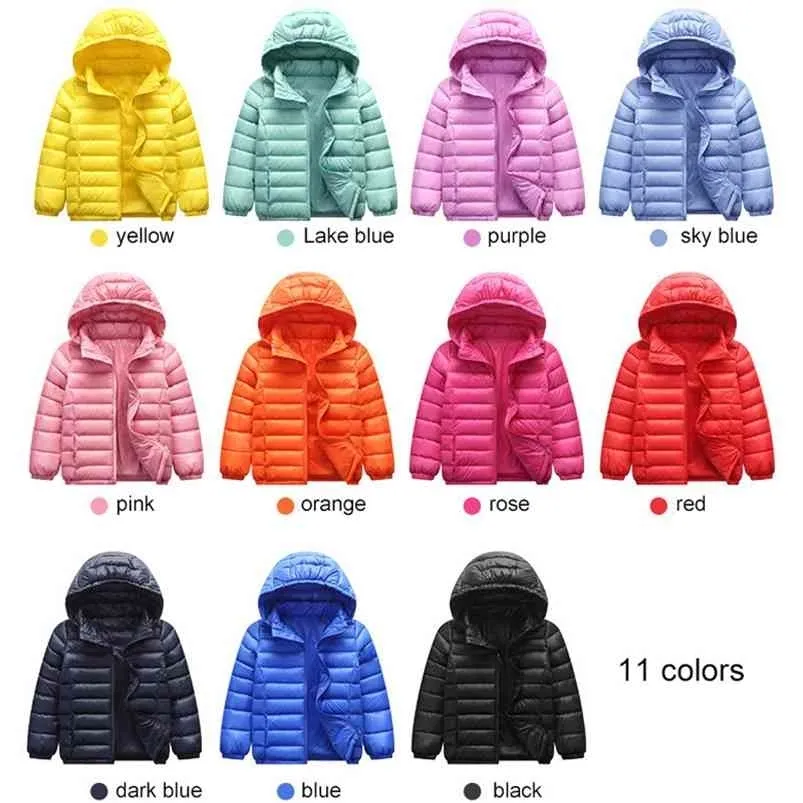 Baby Girls Boys Parka Light Kids Jacket Hood 90% Duck Down Coat Winter Children Spring Fall Toddler Outerwear 1-12 Year 210916