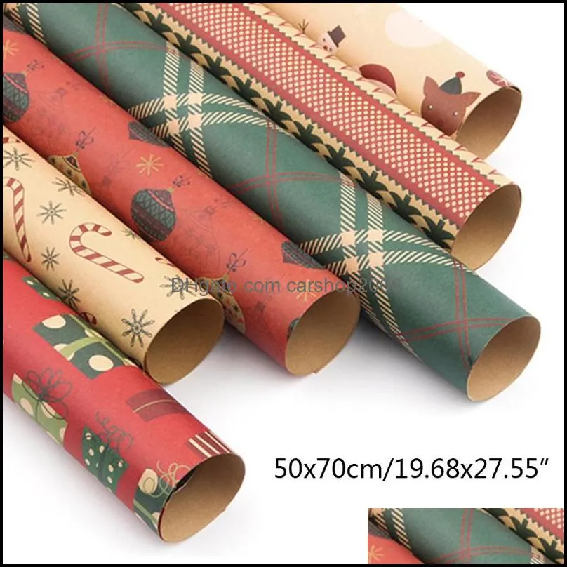 Gift Wrap LXAC Retro Christmas Gifts Wrapping Papers DIY Present Packing Kraft Wraps