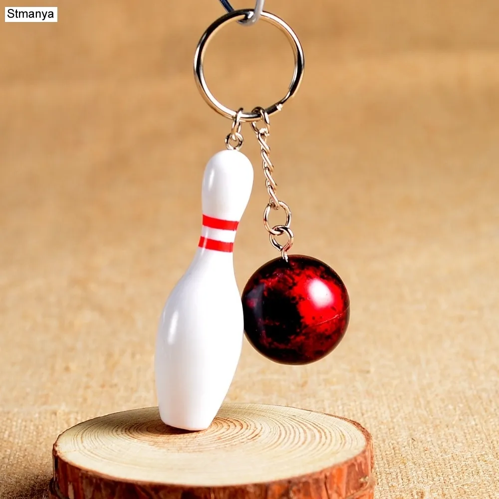 Ny design bowling metal nyckelring bilnyckel kedja nyckelring sport varm försäljning nyckelhänge för man kvinnor kvinnor gåva grossist #1-17164 j0306