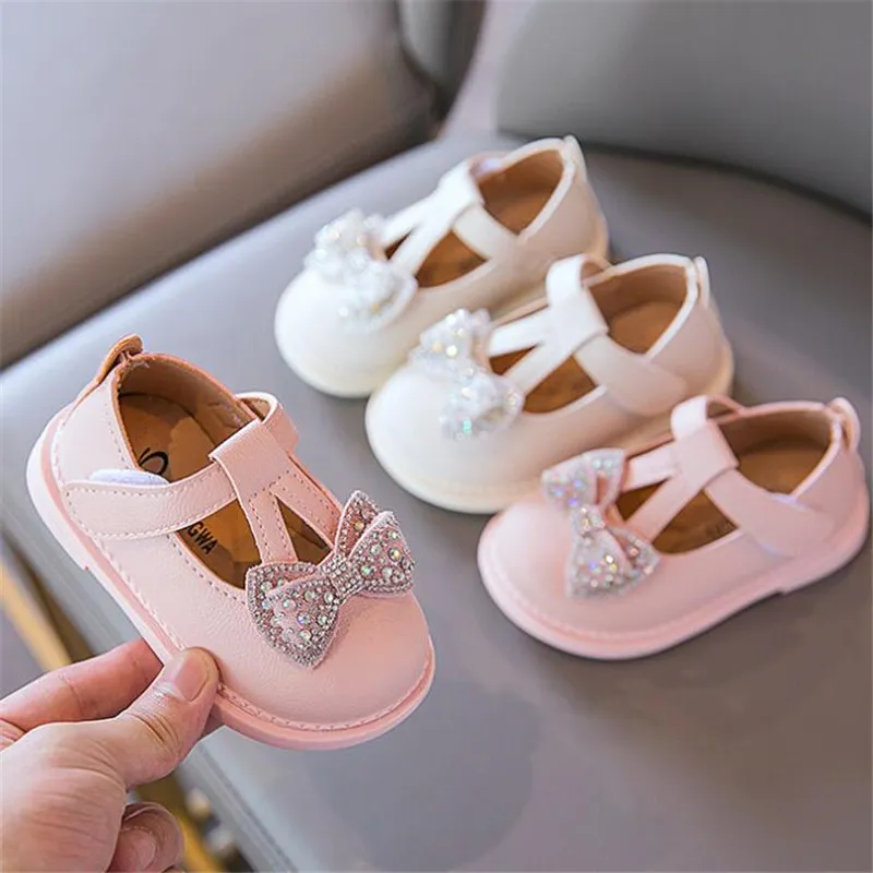 Chaussures de princesse avec nœud à la mode pour filles de 0 à 3 ans, chaussures plates souples pour tout-petits, antidérapantes, nouvelle collection automne 2021