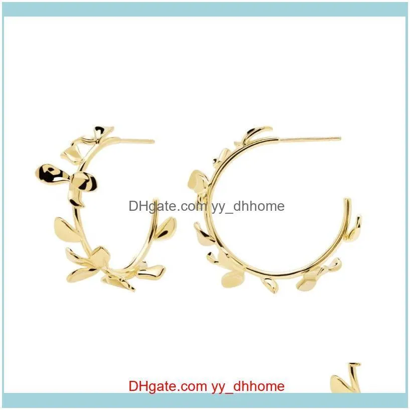 & Earrings Jewelrygeometric Gorgeou Gold Plated Fashion Women Jewelry Spring Wreath Flowers Linked Band Hie Hoop Earring For Girl Drop Deliv