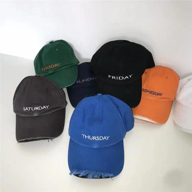 Ball Caps Ripped Vetements Hat Men Women Week Monday To Sunday Baseball Cap Denim238j