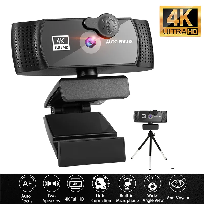 4K Web Computador USB CAM Full HD 1080p com microfone Privacidade Capa YouTobe Mini Câmera