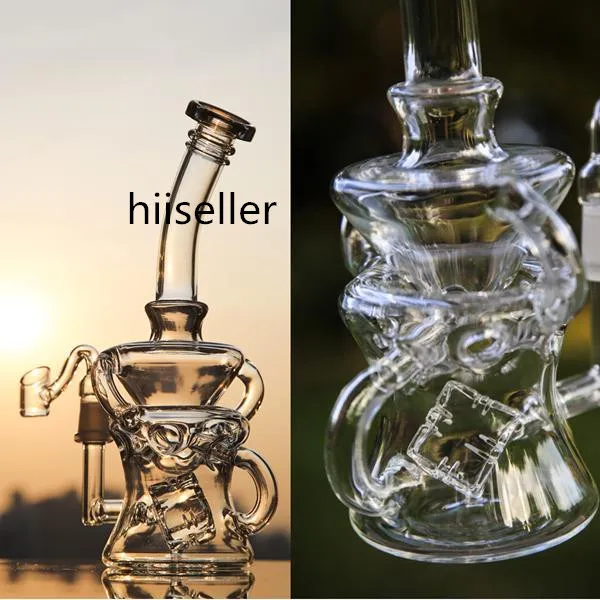 9,5 Zoll Wasserpfeifen dickes Glas Wasserbongs Chicha Recycler Bohrinseln dicke Gläser Rauchrohr mit 14 mm Banger-Zigarette