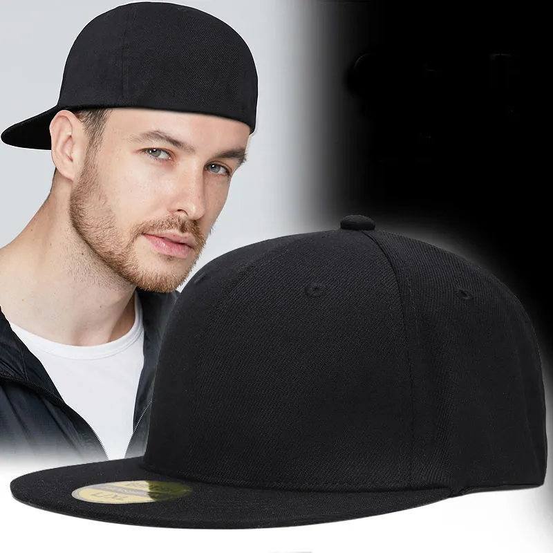 Volledige gesloten ruglijtage grote snapback hoed mannelijke hiphop platte skateboard mannen vrouwen plus size ingerichte baseball cap 55cm tot 64 cm