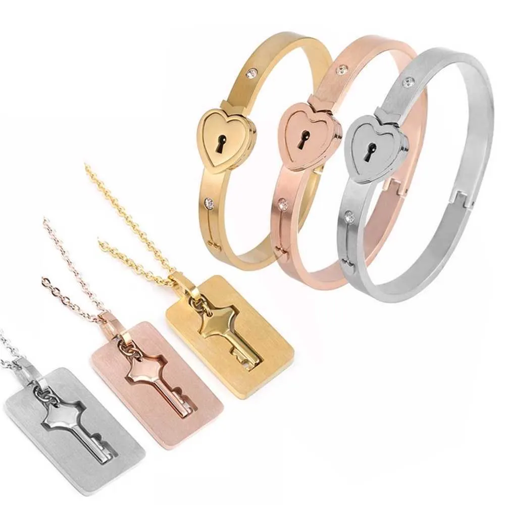 Uloveido Gold Plated Stainless Steel 100 Languages I Love You Heartbeat Heart  Bangle Bracelet and Shield Key Pendant Necklace for Couples Y953 (Gold) -  Walmart.com