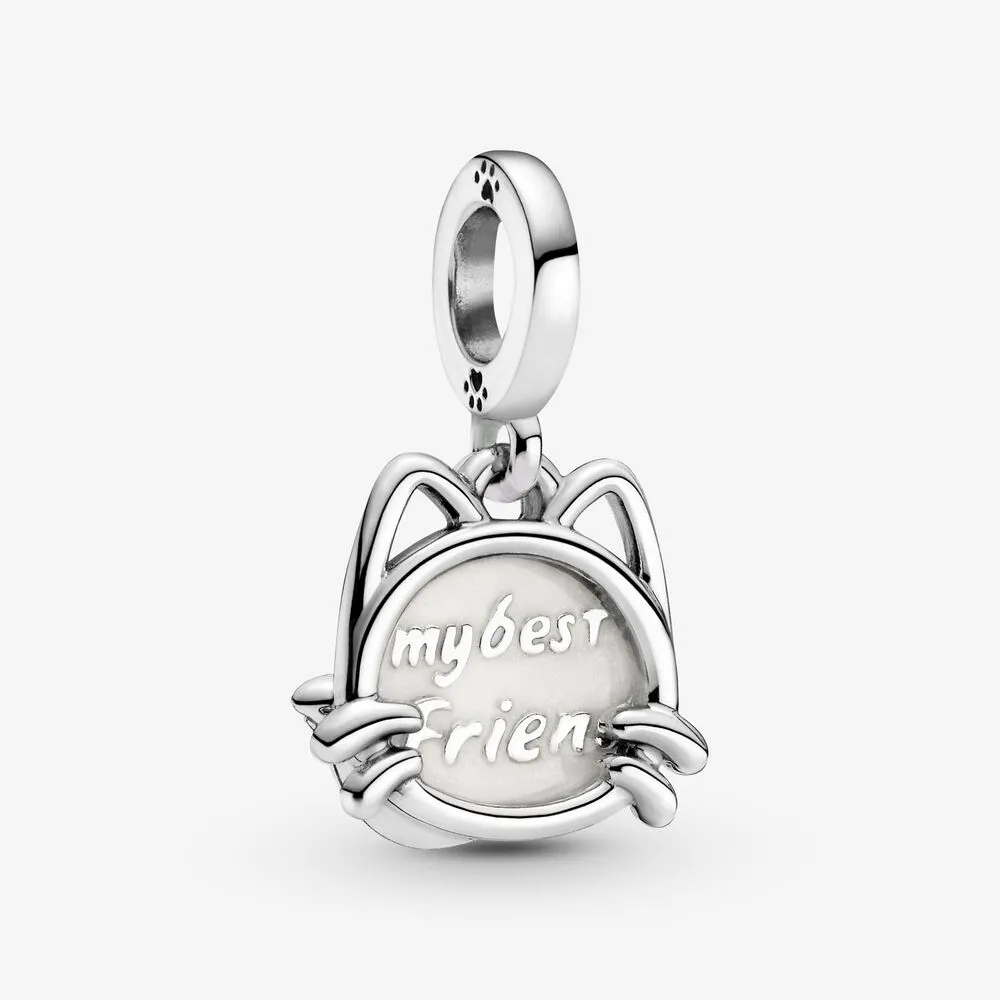 Ny ankomst 100% 925 sterling silver min husdjur katt dangle charm passform original europeisk charm armband mode smycken tillbehör
