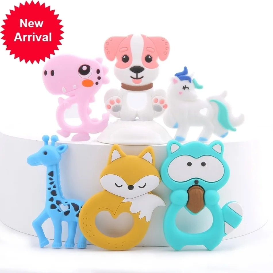 Silicone Designers 1pc Teether Animal Making Baby Rattles Charms for Stroller Accessories Toy Bpa Free ZXE0