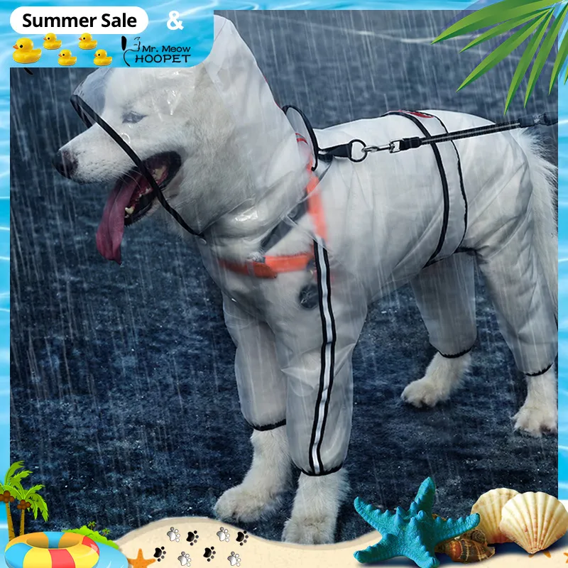 Hoopet grand chien vêtements Transparent léger imperméable manteau petit chien imperméable