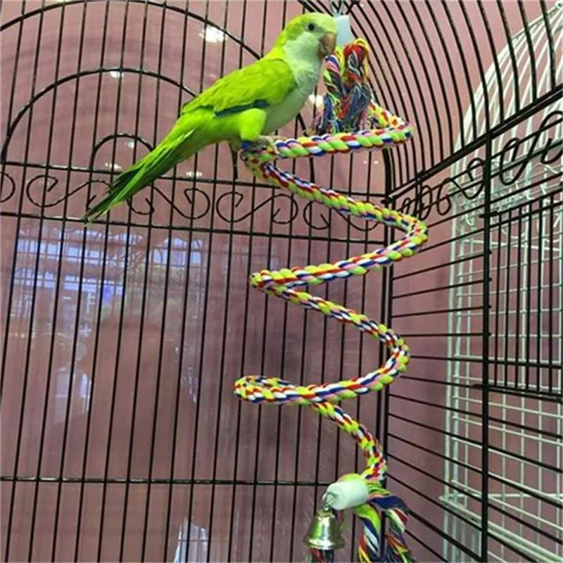 50cm Parrot Toy Rope Braided Parrot Pet Chew Rope Budgie Perch Coil Bird Cage Cockatiel Toy Pet Birds Training Accessories