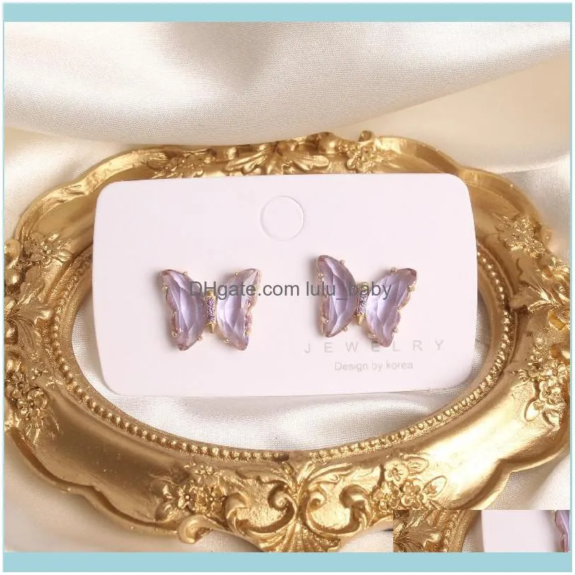 Stud Shiny Side Accessories Glass Butterfly Earrings For Women Simple Style Gift Elegant Insect Earrings1