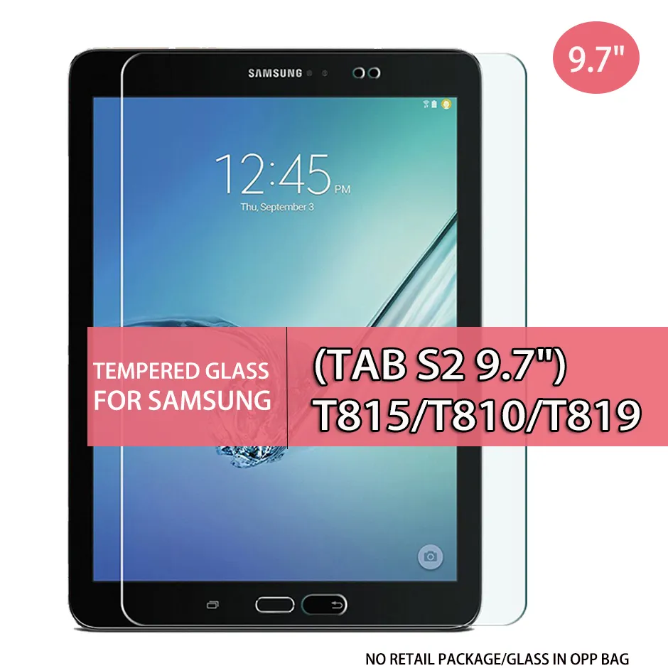 Proteggi schermo in vetro temperato per tablet per Samsung Galaxy TAB TAB S2 9.7 "T815 T810 T819 VETRO DA 9,7 POLLICI IN SACCHETTO OPP