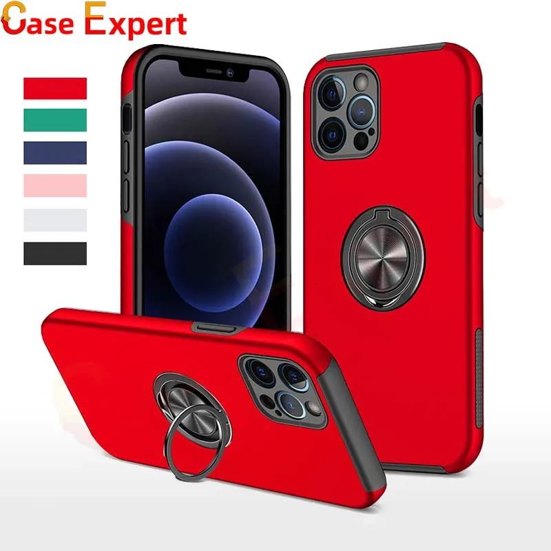 Military Grade Shockproof Phone Cases Built-in Ring Holder Kickstand Case Cover for iPhone 15 Plus 14 13 12 Pro Max Samsung A02S A10S A20S A30S S24 Ultra