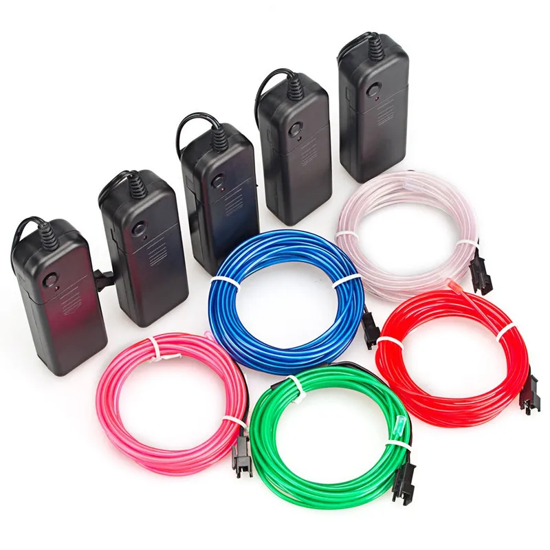 2m 3V Flexibel LED Neon Sign Light Glow Wire Rope Tape Cable Neons Lights Skor Kläder Inredning Vattentät Lysband D2.5