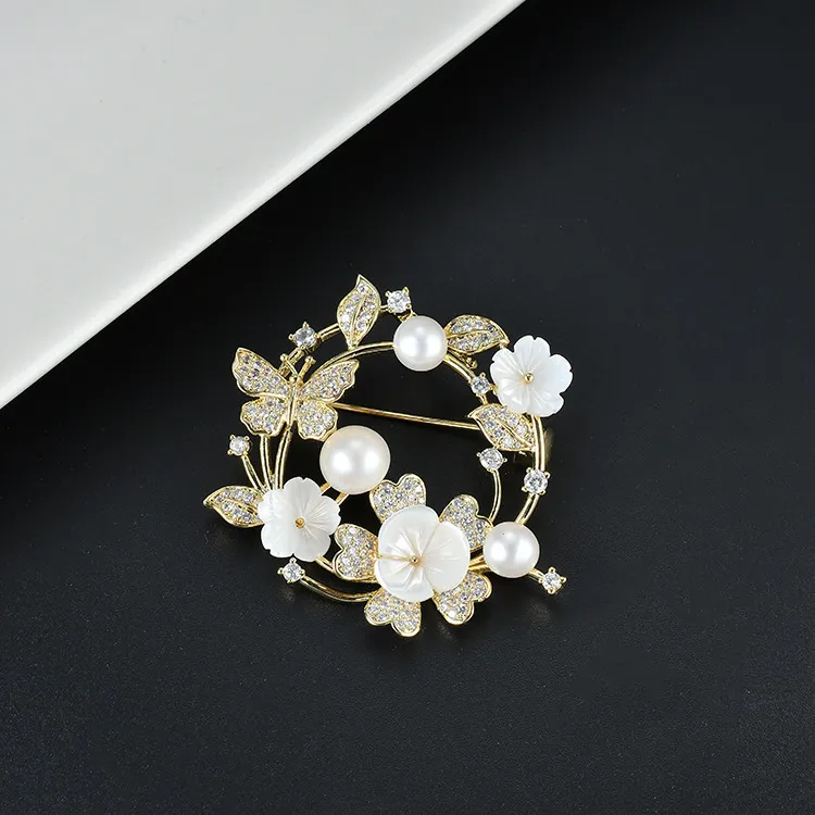 Athens Ladies Pearl Brooch Light Luxury Flower Flower Wedding