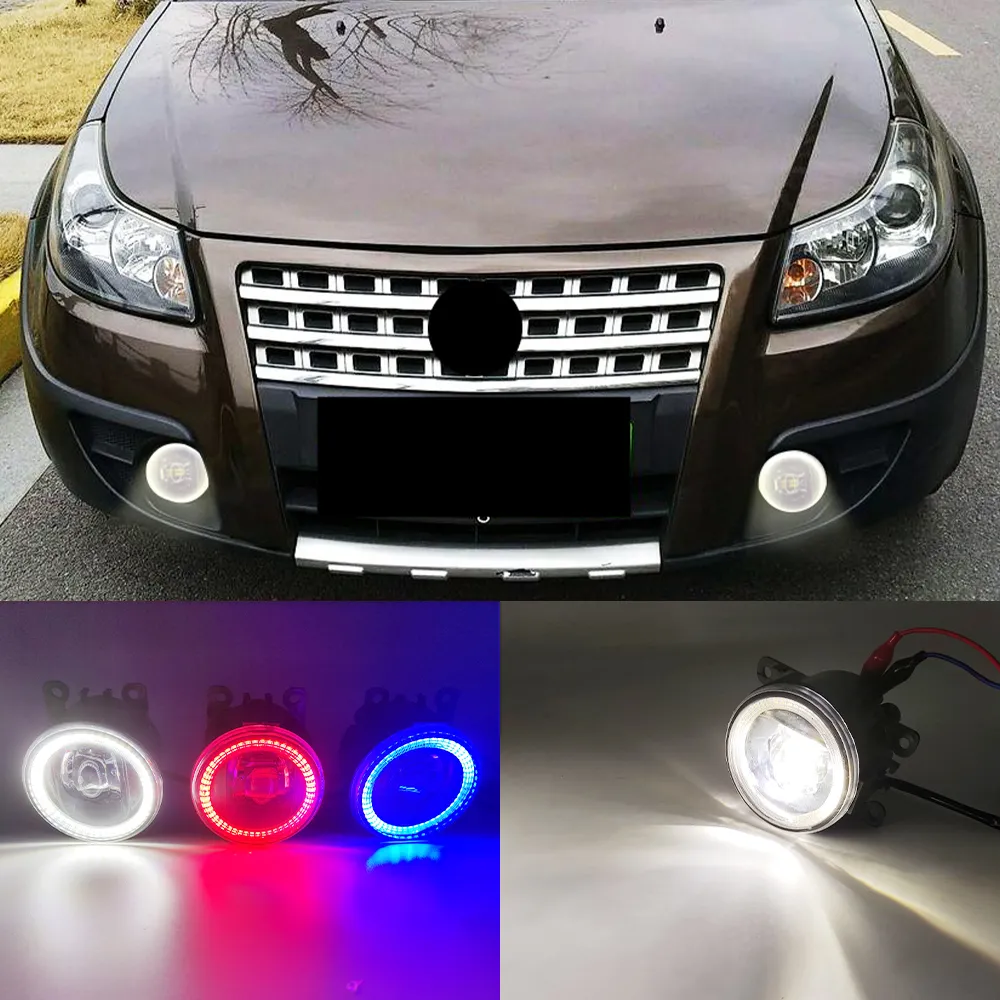 2 funciones Auto LED DRL Daytime Running Light para Suzuki SX4 2011 - 2016 2017 2018 CAR Angel Eyes Fog Lamp Foglight