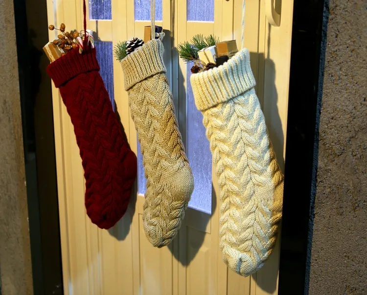 Вязание рождественские чулки 46см подарочный праздник запасы семейные чулки в помещении украшения