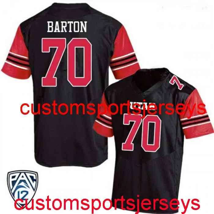 Stitched 2020 Men's Women Youth #70 Jackson Barton Utah Utes Black NCAA Football Jersey Custom any name number XS-5XL 6XL