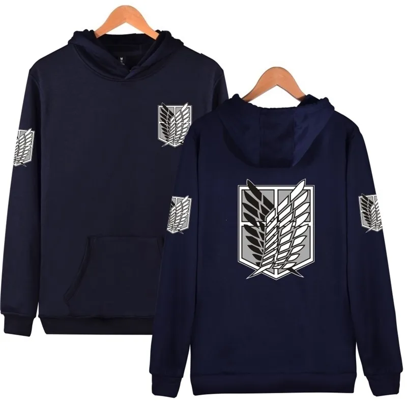 Titan Hoodie Erkek Kadınlar Pamuk Kazak Anime Shingeki No Kyojin Streetwear Giyim Cosplay Kostüm 201128